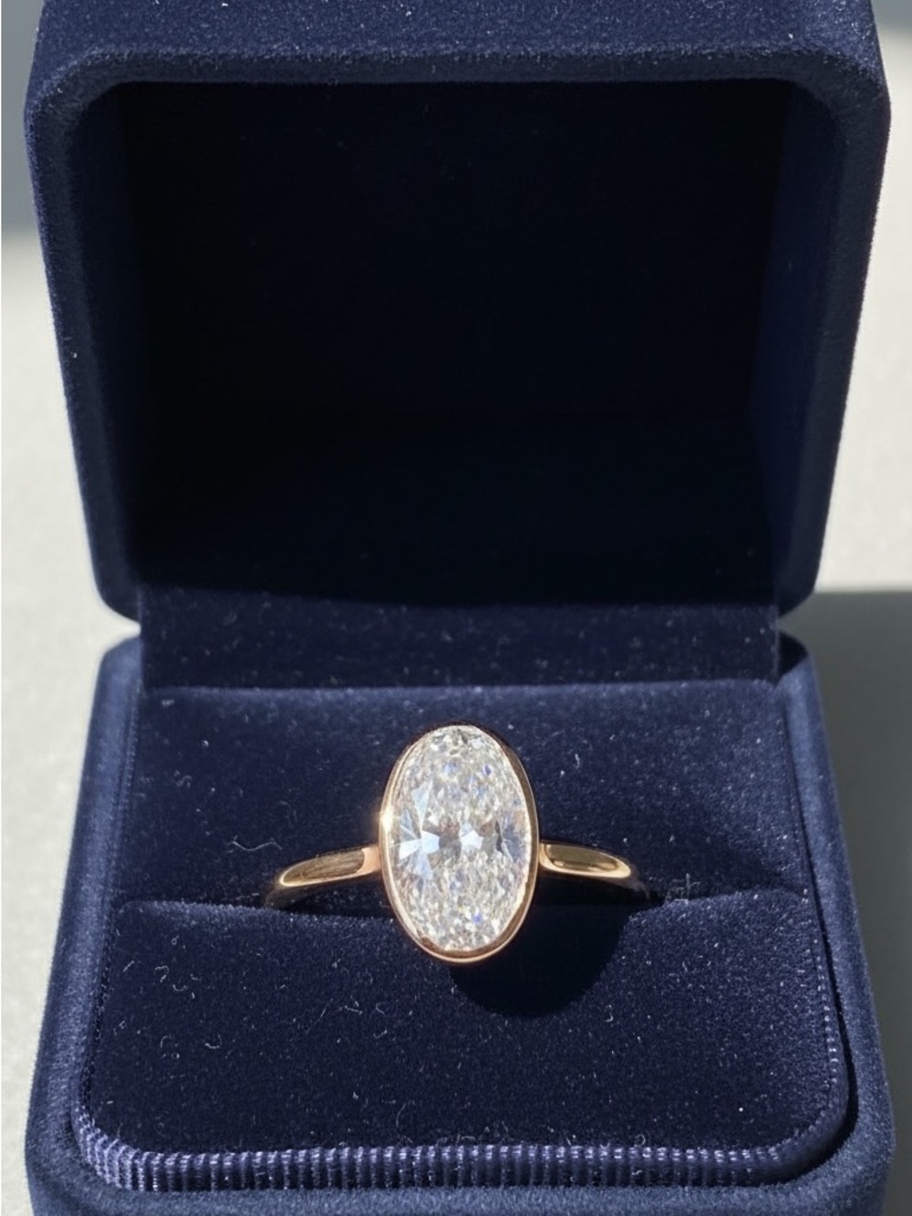 Oval CZ Solitaire Ring in 14k Yellow Gold Plate with Large Center Stone. New.